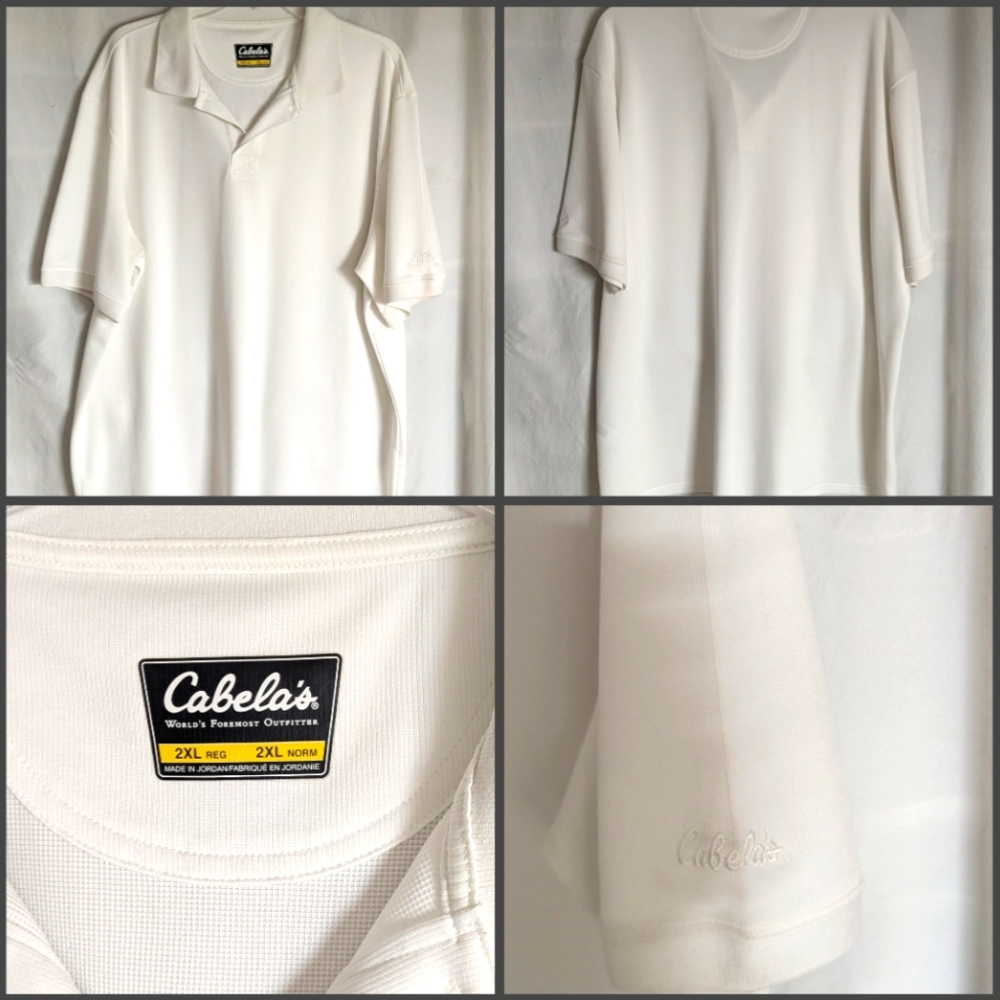 Cabela's white polo top shirt sz 2XL
